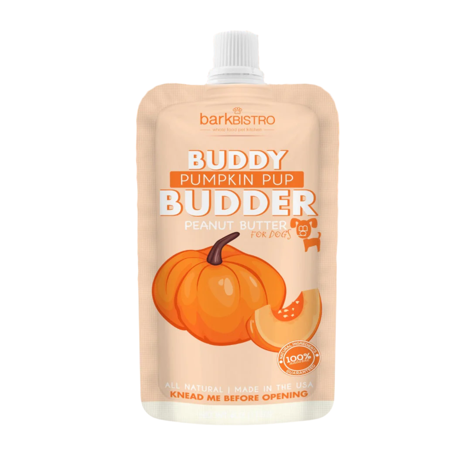 Barkbistro Buddy Pumpkin Pup Butter pouch on a white background