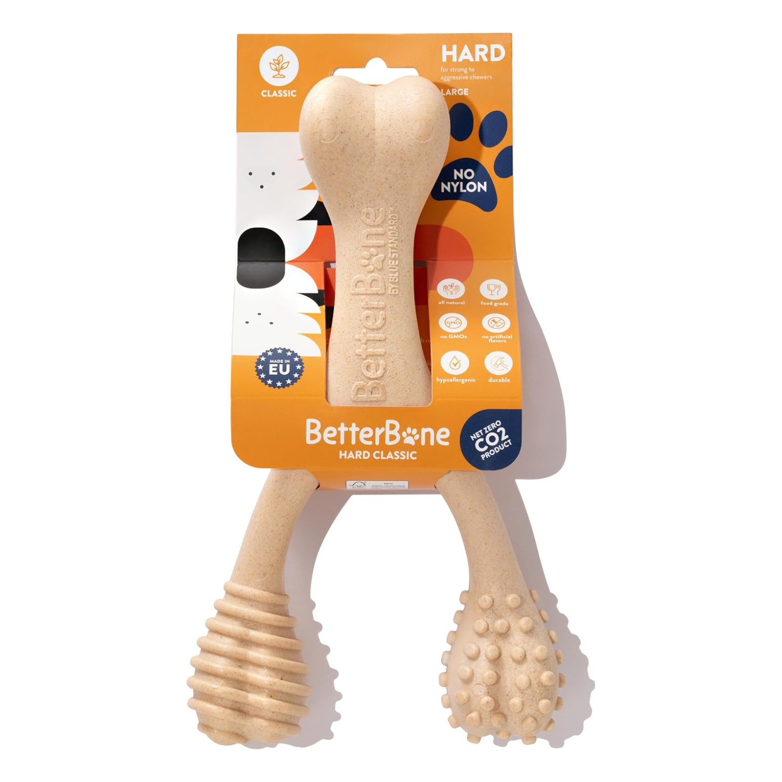Dog chew toy with packaging labeled 'BetterBone' on a white background