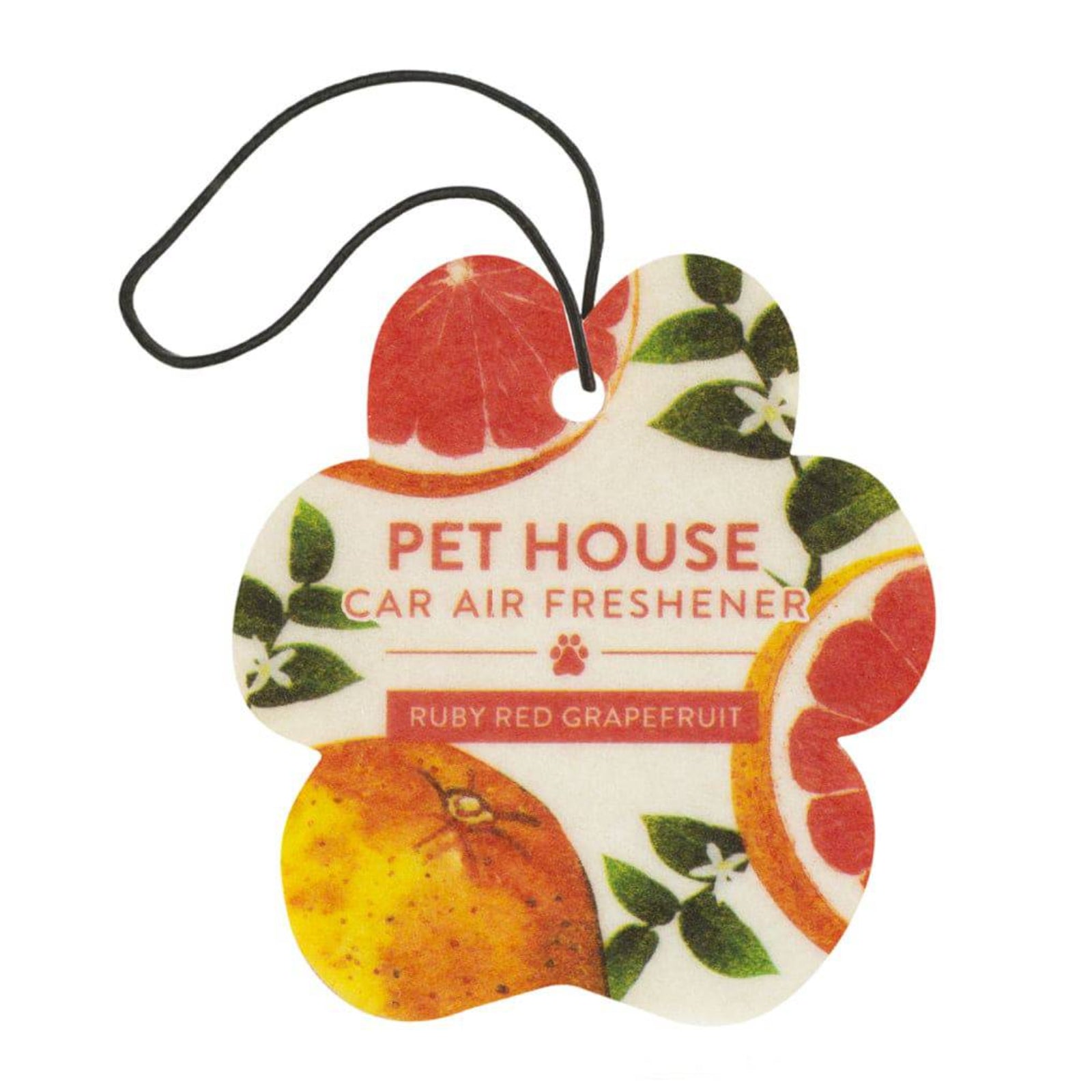 Pet House car air freshener with grapefruit design on a white background