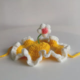 Knit Hat with White Flower