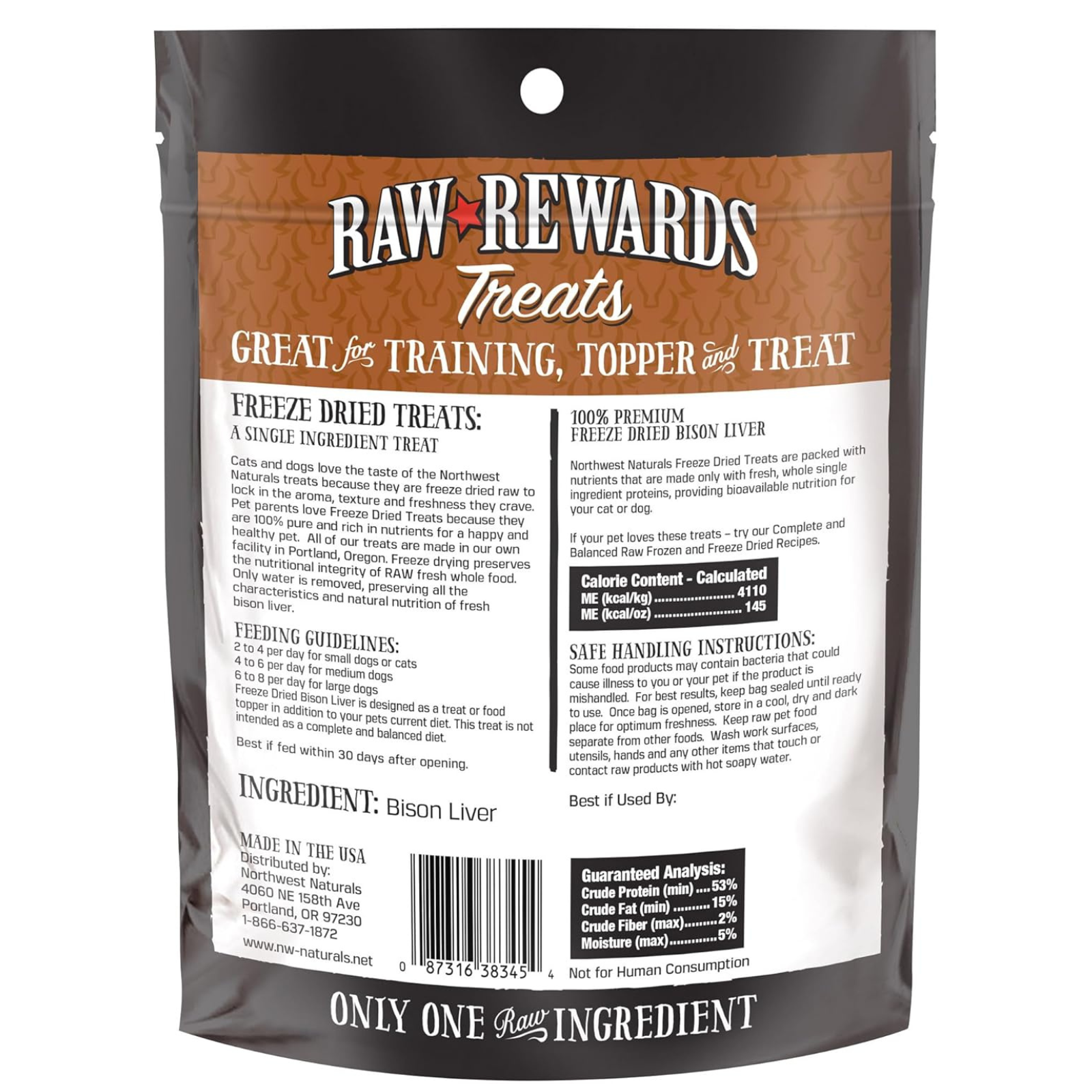 Raw Rewards Treats packaging with text and branding on a white background