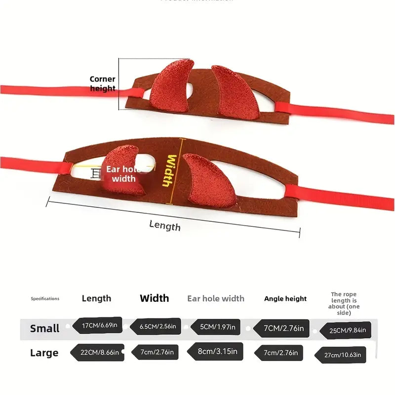 Measurement chart for dog ear halter with dimensions and specifications.