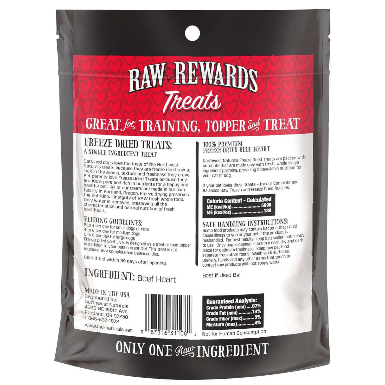 Raw Rewards Treats package with red and black design on a white background