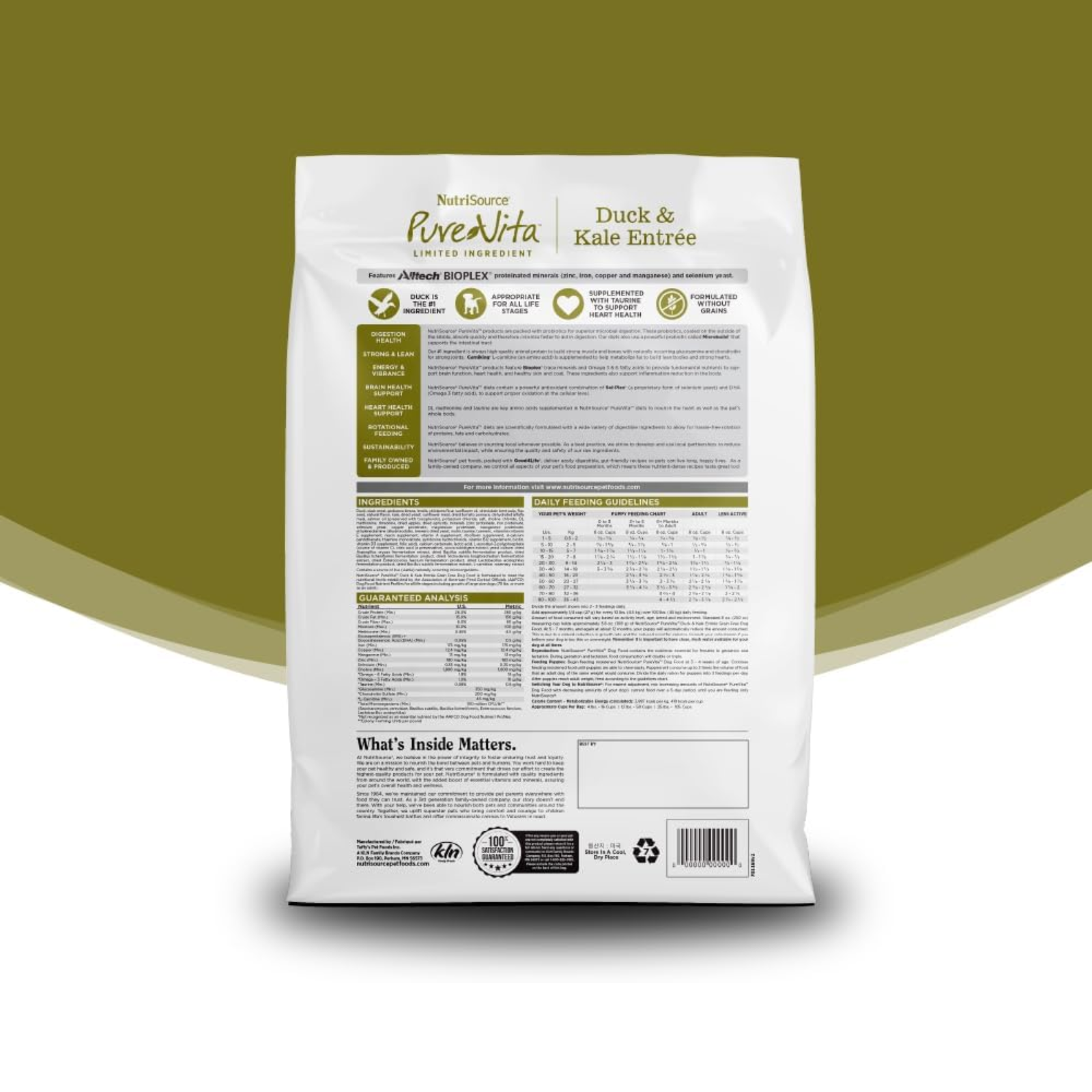 FiveVita pet food package with label on a green background