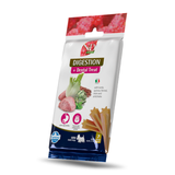 Dog treat package for digestion and dental care on a white background