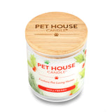 Pet House Candle with wooden lid on a white background