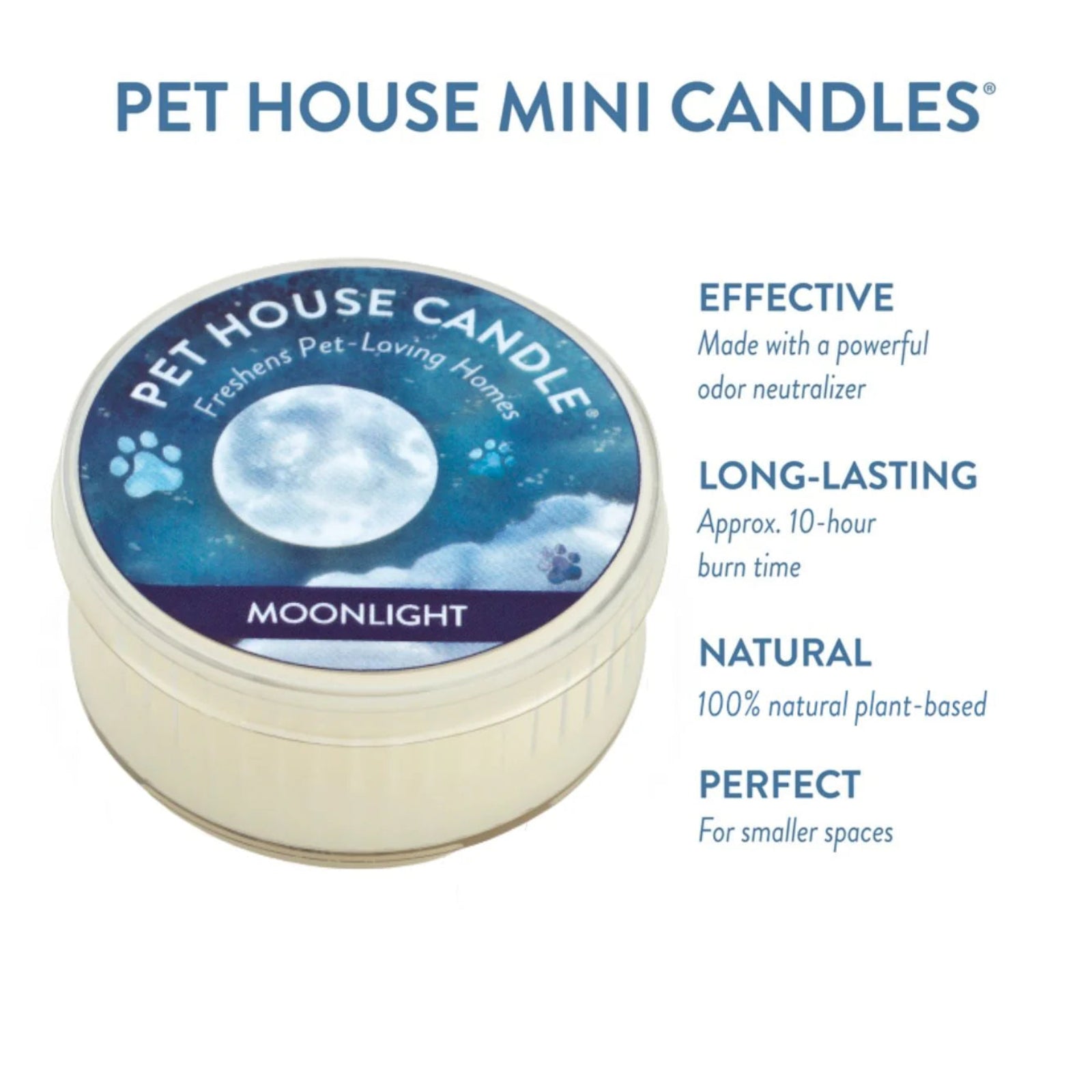 Pet House Mini Candle with moonlight design on a white background