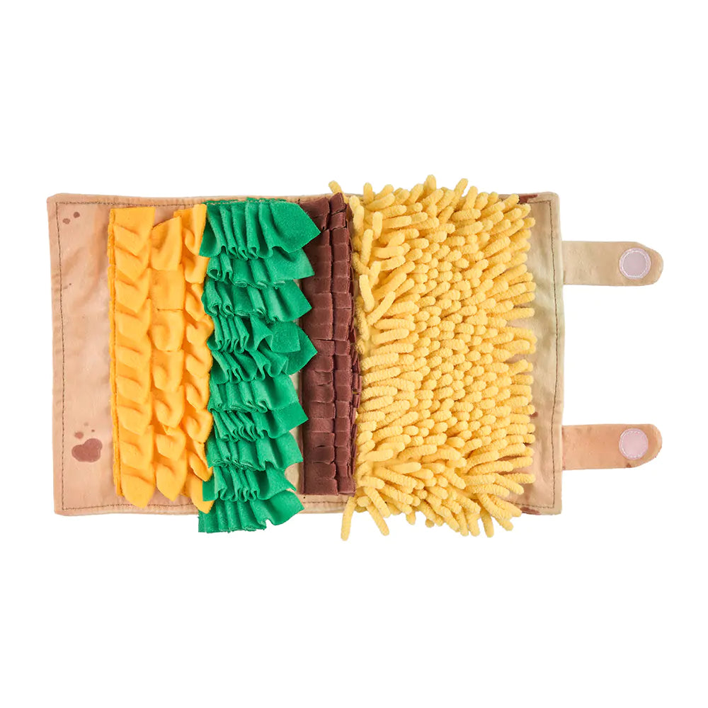 Multicolored textured mat with different patterns on a white background