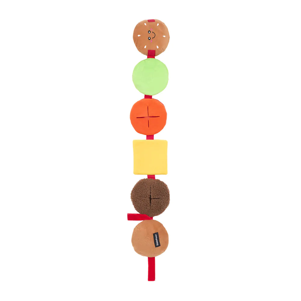 Colorful toy with geometric shapes on a white background