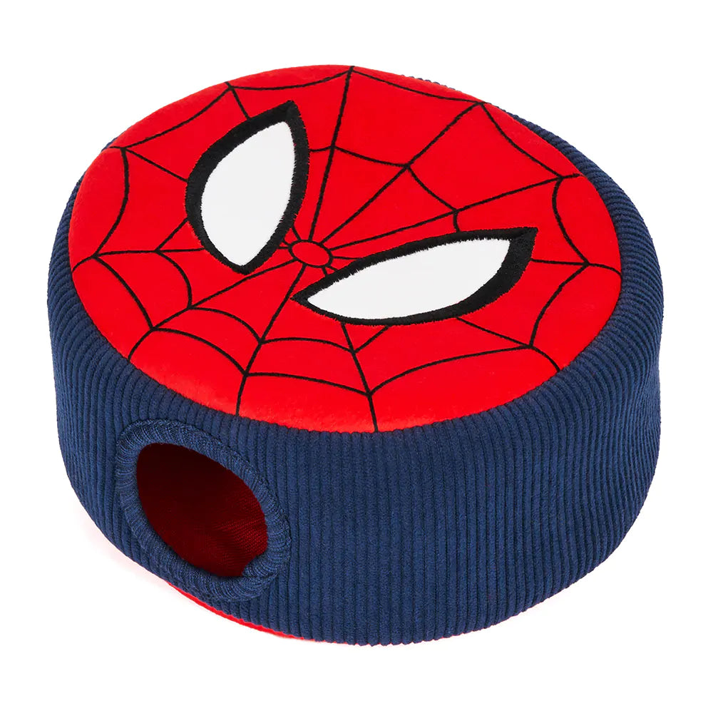 Spider-Man themed pet toy with red and blue design on a white background