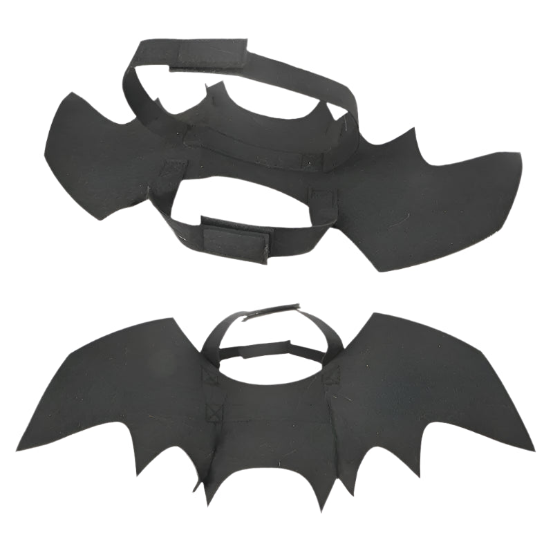 Black bat wings with straps on a white background