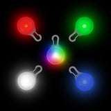 Set of five colorful LED lights on a black background