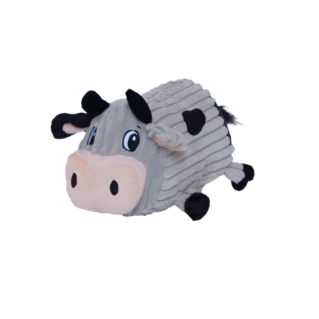 Plush toy cow on a white background