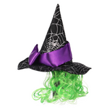 Cat Witch Hat with Green Hair