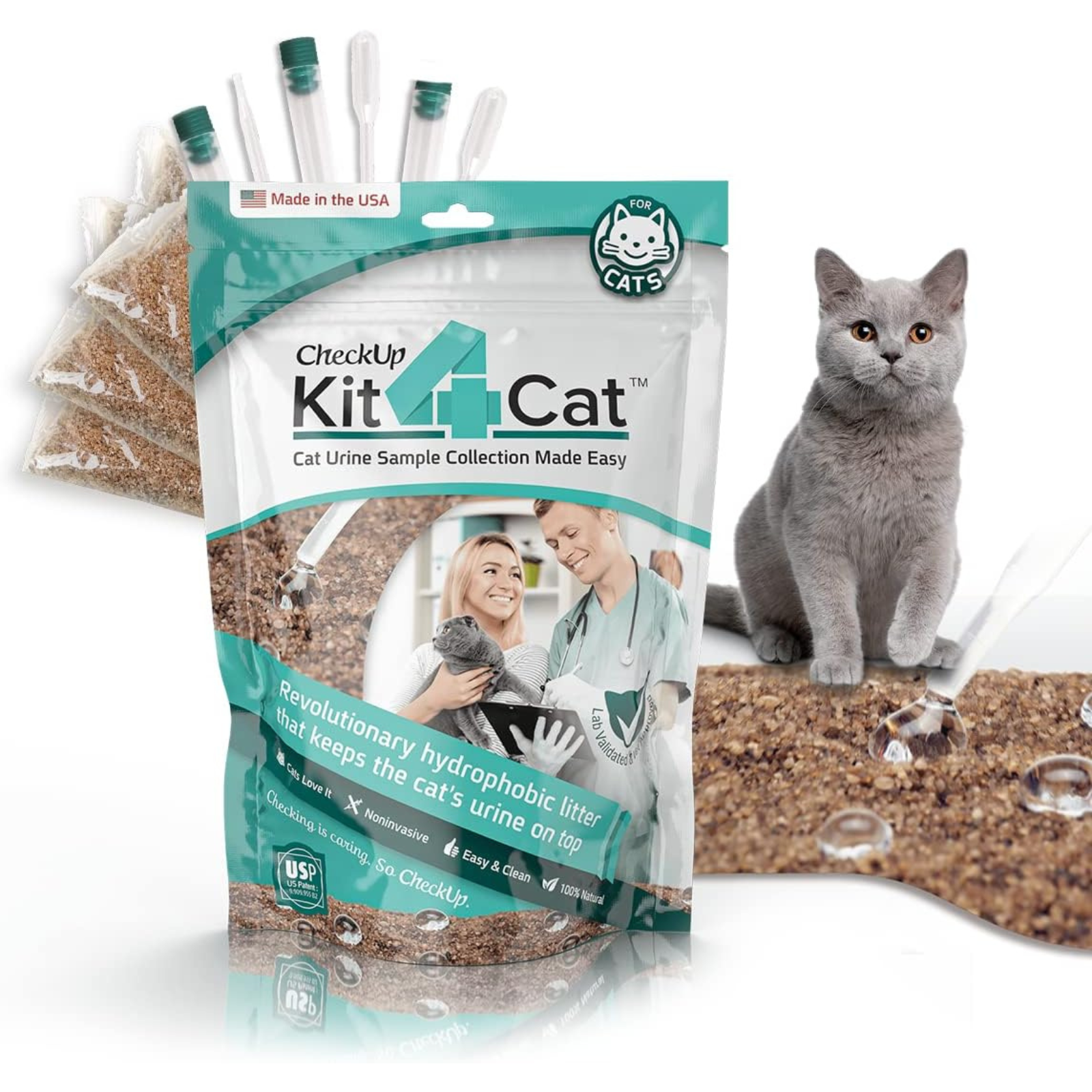 CheckUp Kit 4 Cat packaging with a gray cat on a white background