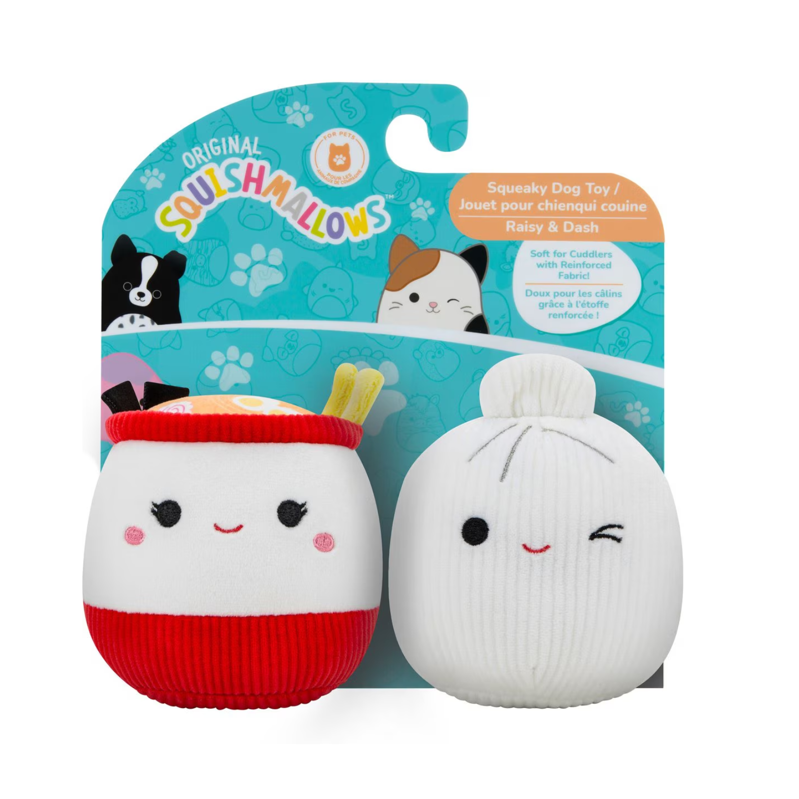 Squishmallows plush toys in packaging with a white background