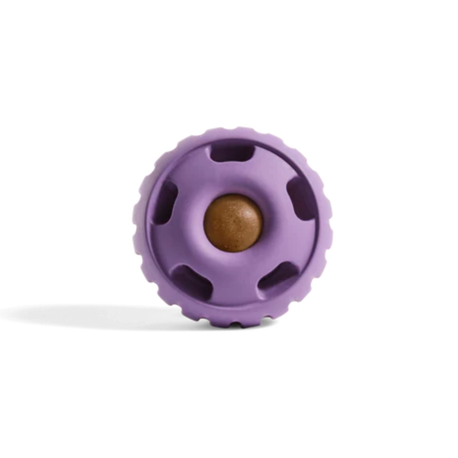 Purple textured object with a brown center on a white background