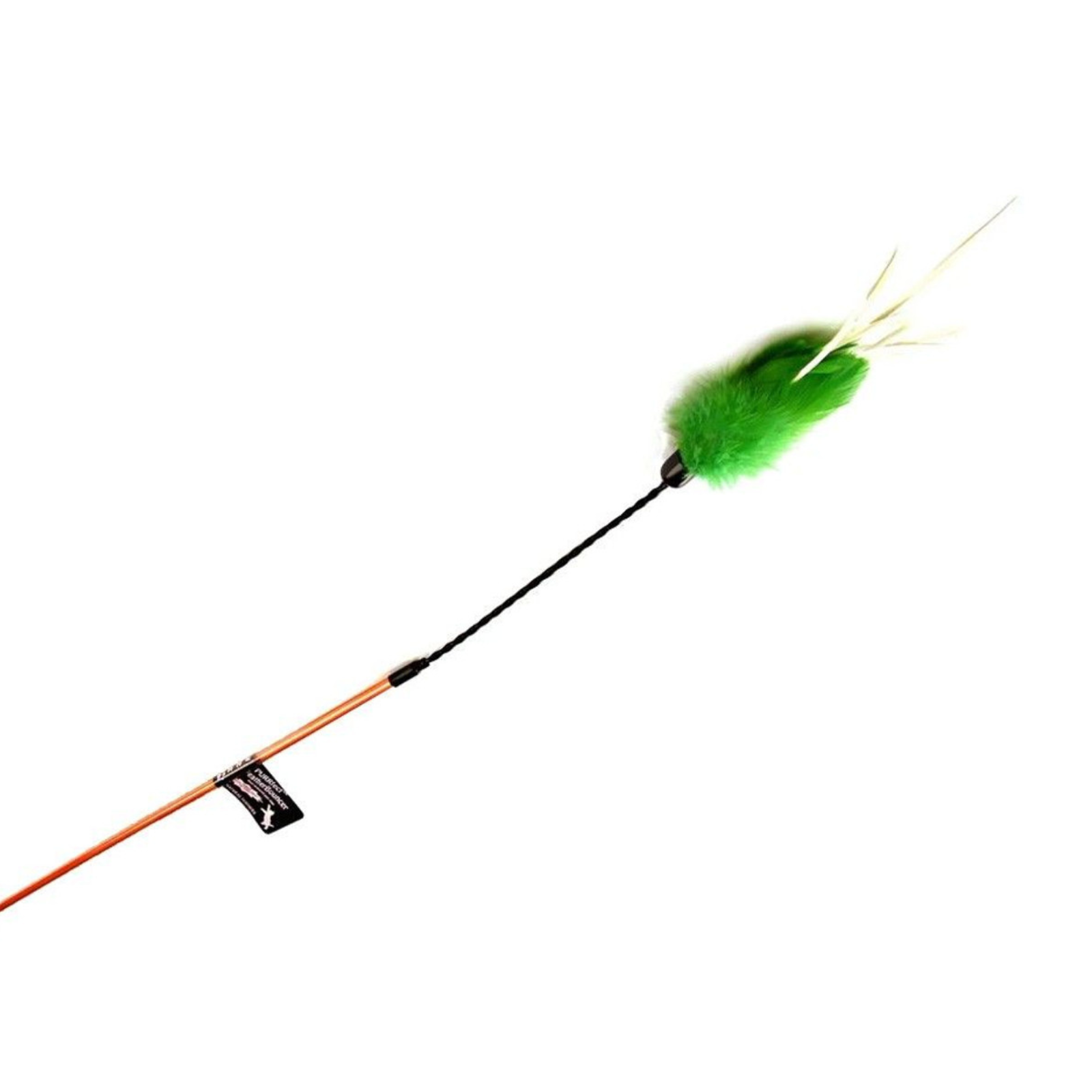 Fishing fly with green body and yellow wings on a white background