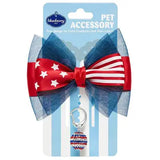 Blueberry pet American Flag Bow & Disco Pendant