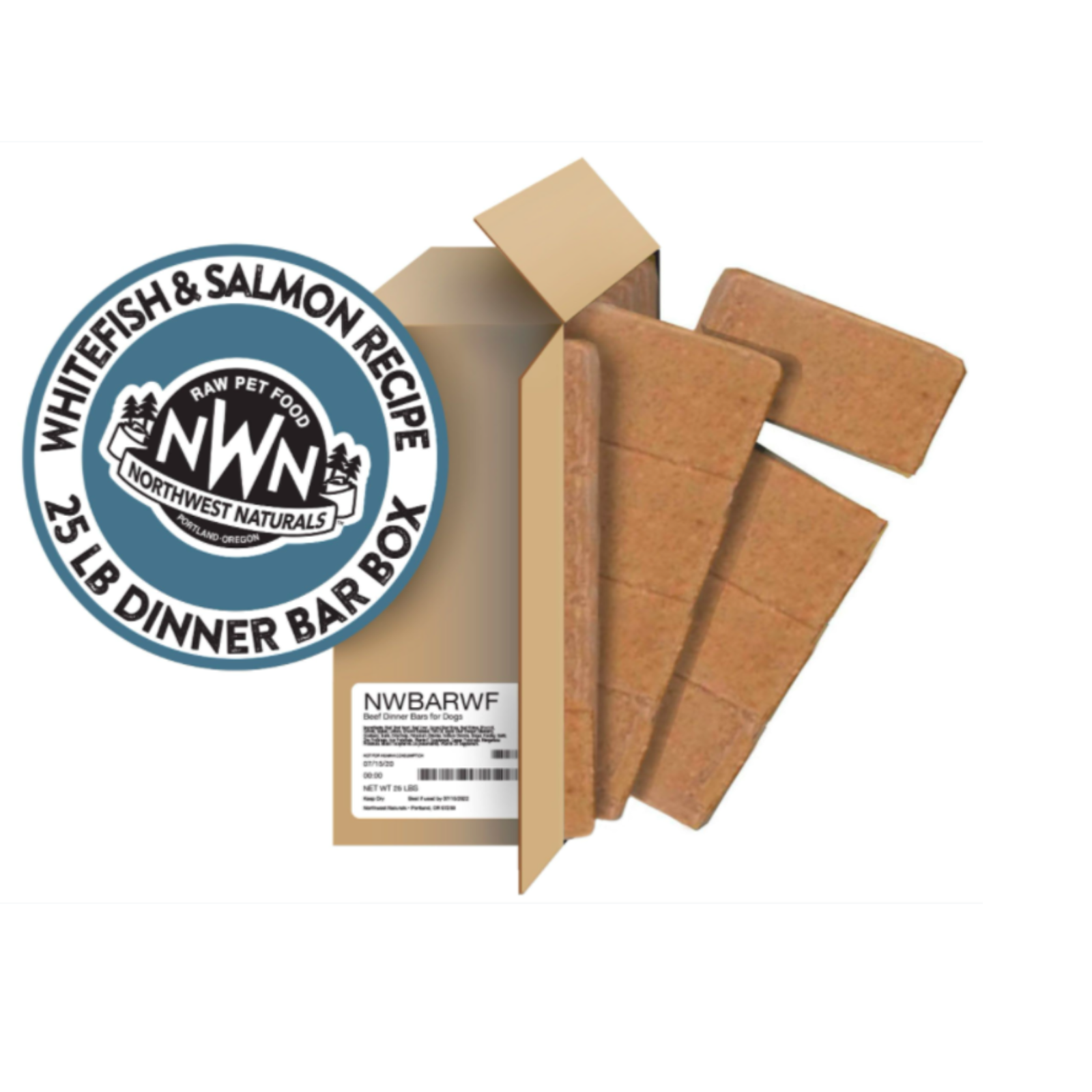 Northwest Naturals raw pet food dinner bar box with label on a white background