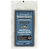 Package of Northwest Naturals raw diet for dogs with whitefish and salmon recipe on a white background