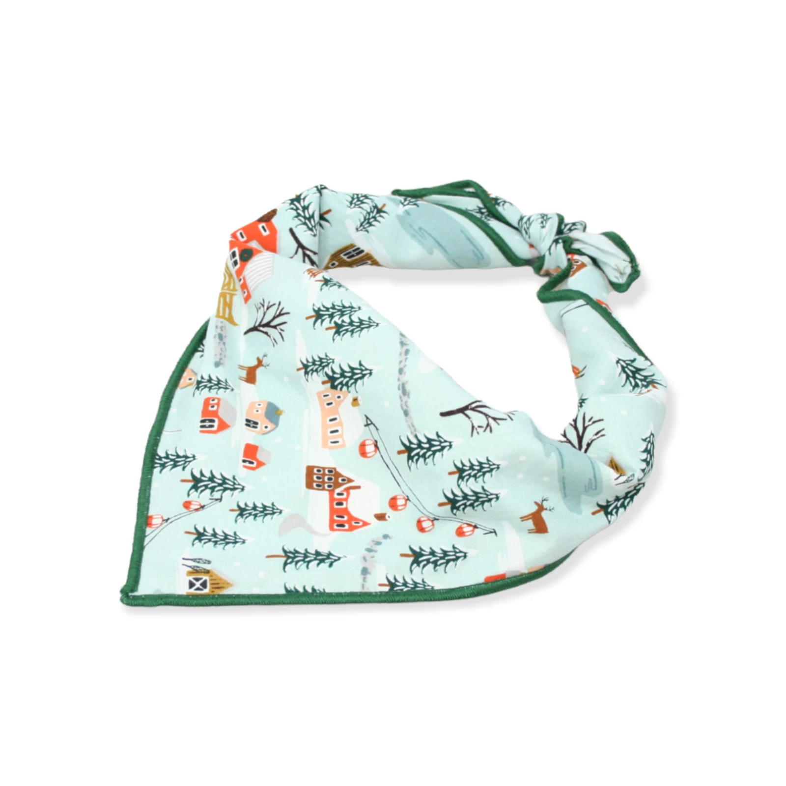 Baby bib with forest design on a white background
