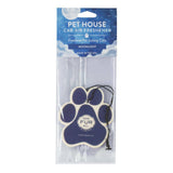 Pet House car air freshener with paw shape packaging on a white background