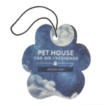 Pet House car air freshener shaped like a paw with moonlight design on a white background