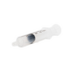 Clear syringe with measurement markings on a white background