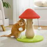 Mushroom Cat Scratch Post w/ Sisal Covered Post Red