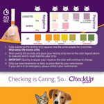 CheckUp Strips product packaging with instructions and color charts for urine testing.