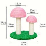 Pink Mushroom Cat Post w/ 2 Sisal Posts