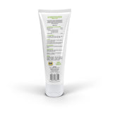 White tube with green text on a white background