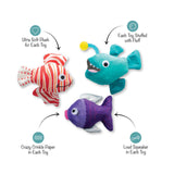 Fringe Any Fin Is Possible Plush Dog Toy 3pk