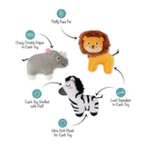 Fringe Meet At The Zoo Plush Dog Toy 3pk