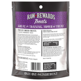 Raw Rewards Treats packaging with purple label on a white background
