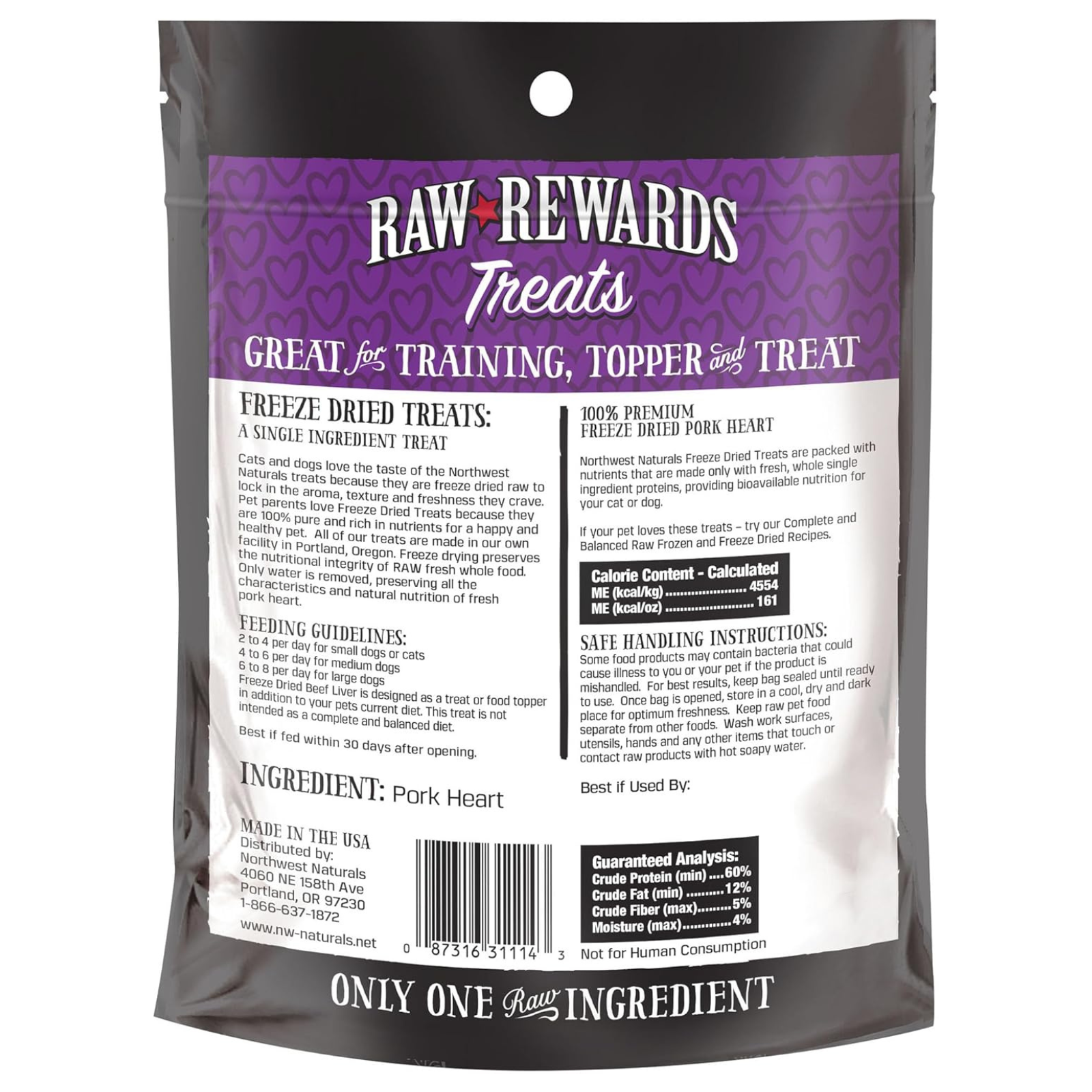 Raw Rewards Treats packaging with purple label on a white background