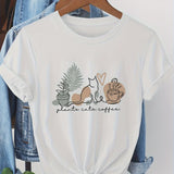 Plants Cats & Coffee White Tee