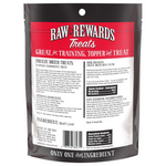 Raw Rewards Treats packaging with red and black design on a white background
