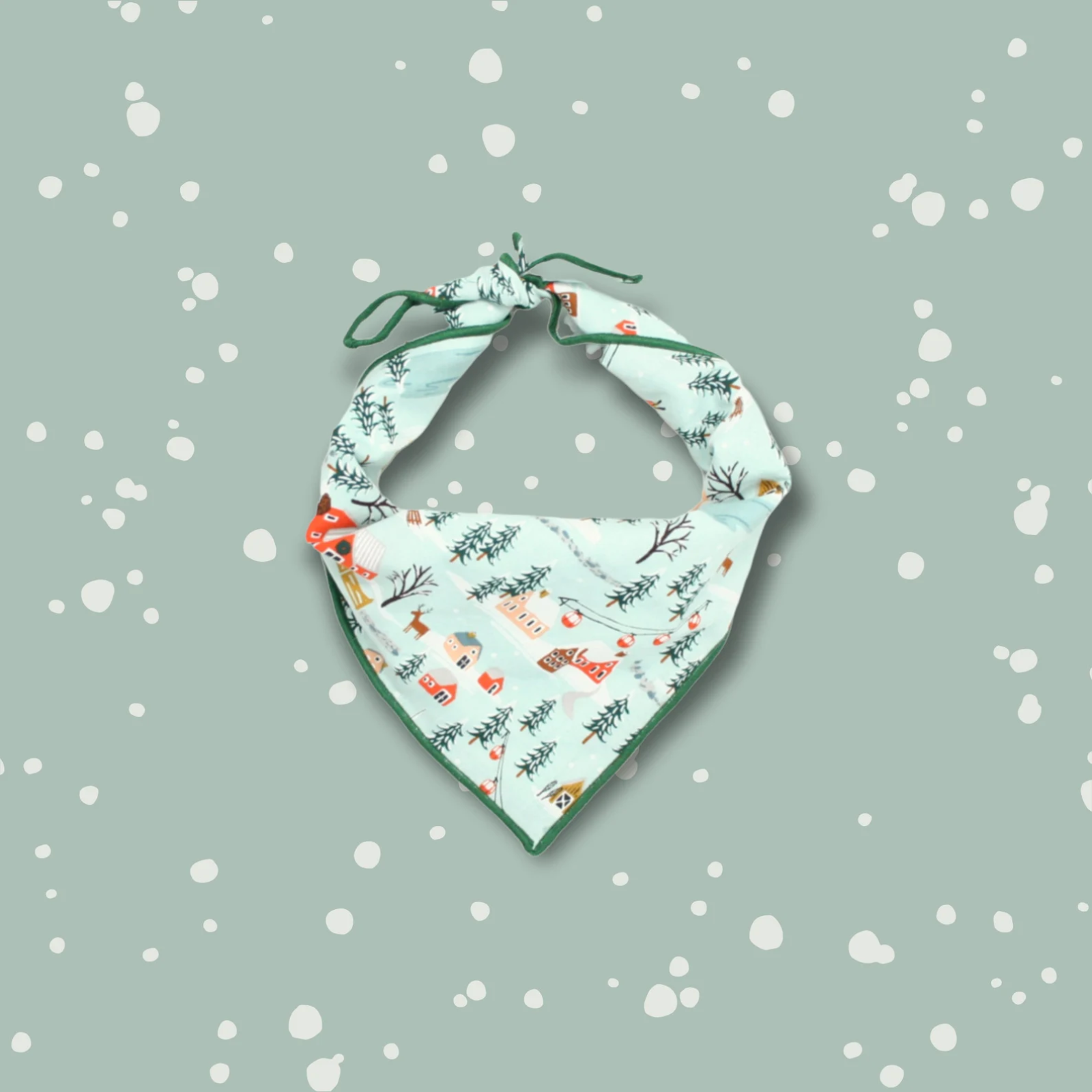 Dog bandana with forest design on a light gray background