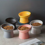 Raised Tilted Matte Ceramic Cat Bowl