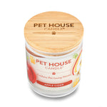Pet House Candle with wooden lid on a white background