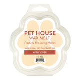 Pet House Wax Melt packaging with paw shape and 'Apple Cider' flavor on a white background