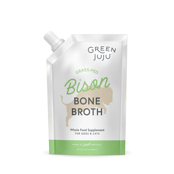 Green Juju Bison Bone Broth package on a white background
