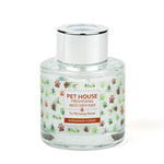 Pet House Freshening Reed Diffuser labeled 'Evergreen Forest' on a white background