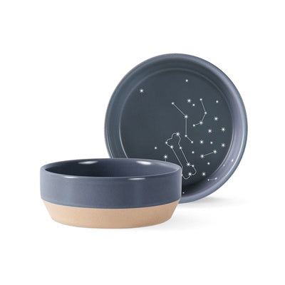 Celestial Cat Stoneware Bevilled Pet Bowl Small