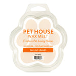 Pet House Wax Melt packaging with paw shape and 'Falling Leaves' scent on a white background