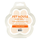 Pet House Wax Melt packaging with paw shape and 'Falling Leaves' scent on a white background