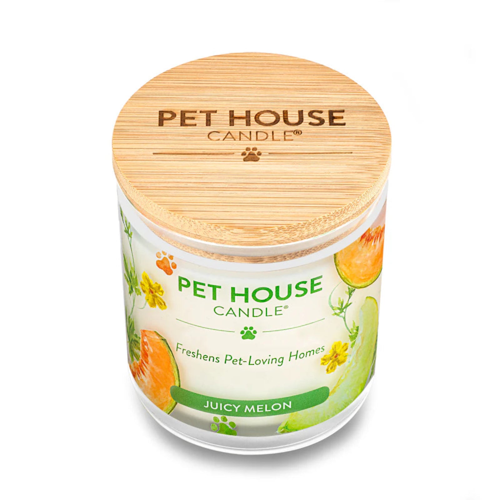 Pet House Candle with a wooden lid on a white background