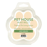 Pet House Wax Melt packaging with 'Juicy Melon' scent on a white background